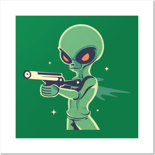 Alien Firing a Laser Gun Posters and Art